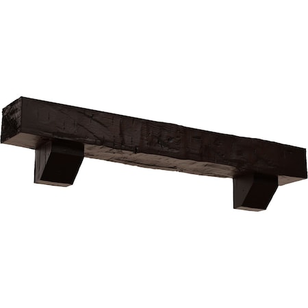 Kit W/ Ashford Corbels, Premium Mahogany, 8H  X 12D X 48W Hand Hewn Faux Wood Fireplace ManteL